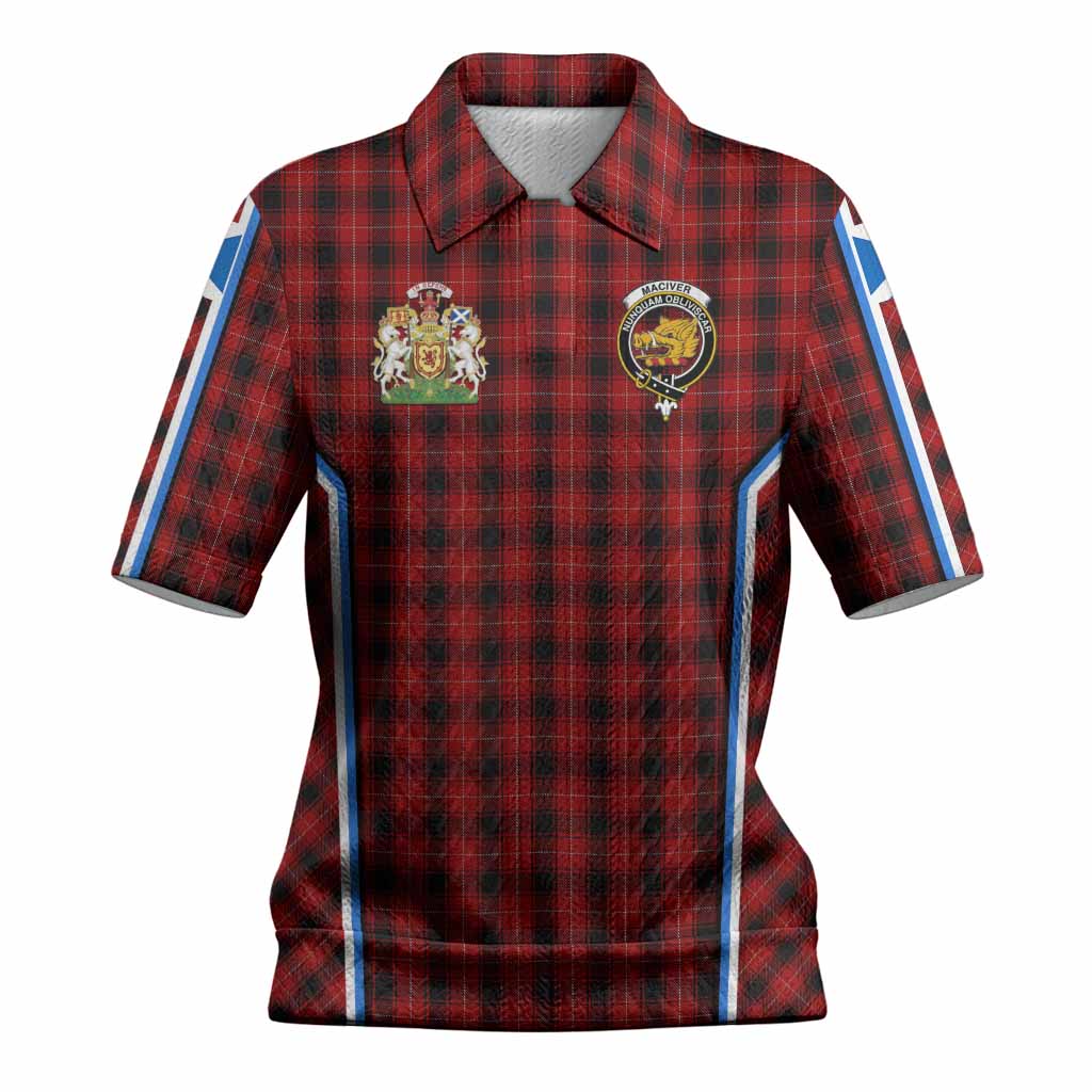 MacIver (McIver) Tartan Crest Women’s Polo Sweater Top Scotland Coat of Arm Flag Style