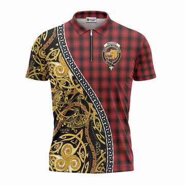 MacIver (McIver) Tartan Crest Zipper Polo Shirt Celtic Knot and Triple Trickle Spiral Symbols