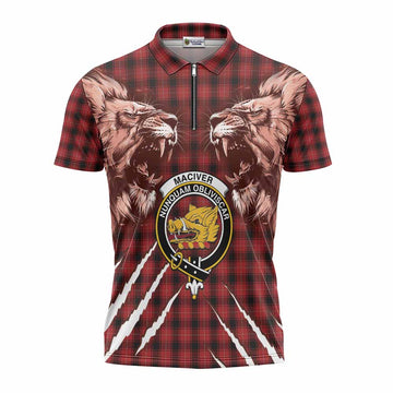 MacIver (McIver) Tartan Crest Zipper Polo Shirt Ferocious Lion Style
