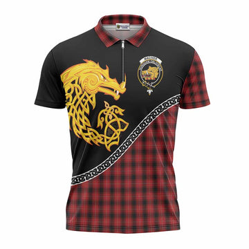 MacIver (McIver) Tartan Crest Zipper Polo Shirt Legendary Dragon Knot Half Style