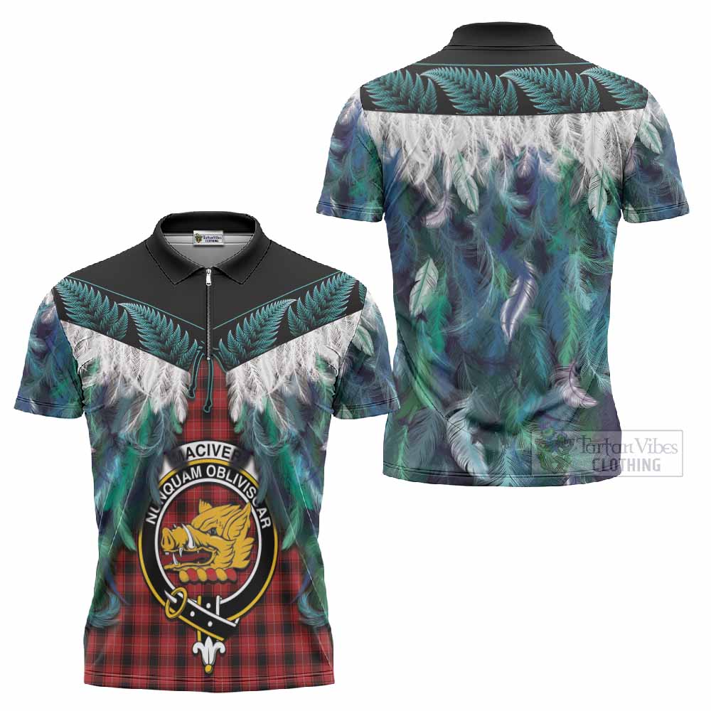 MacIver (McIver) Tartan Crest Zipper Polo Shirt New Zealand Maori Korowai Cloak