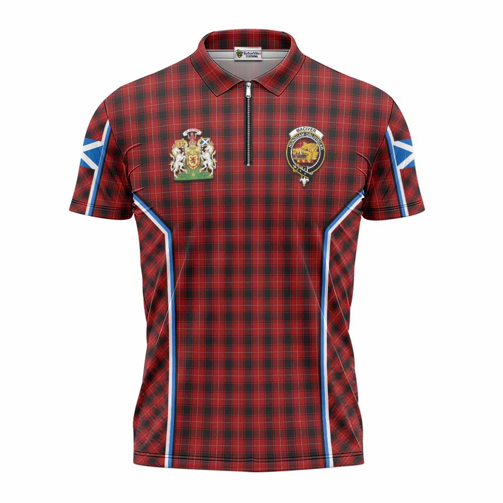 MacIver (McIver) Tartan Crest Zipper Polo Shirt Scotland Coat of Arm Flag Style - Tartan Vibes Clothing