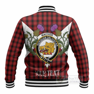 MacIver (McIver) Tartan Family Crest Baseball Jacket Scottish Burns Night Thistle Floral