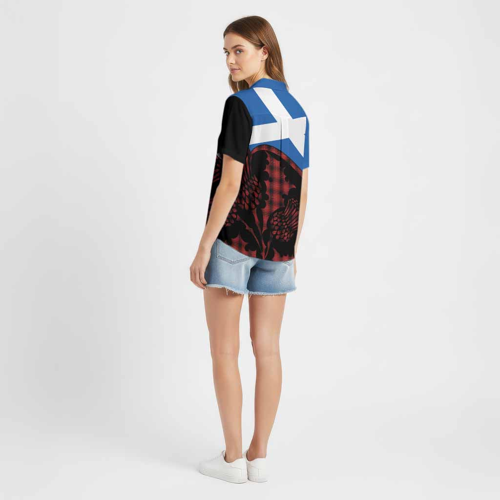 MacIver (McIver) Tartan Family Crest Cotton Hawaiian Shirt Scotland Thistle Floral Flag Style