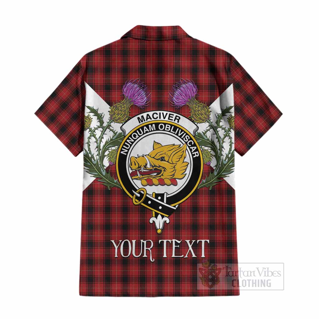 MacIver (McIver) Tartan Family Crest Cotton Hawaiian Shirt Scottish Burns Night Thistle Floral