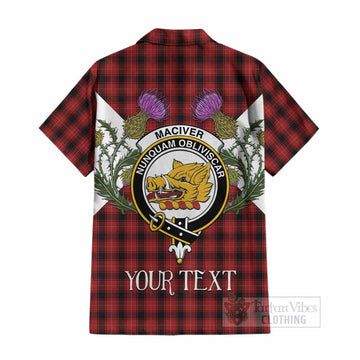 MacIver (McIver) Tartan Family Crest Cotton Hawaiian Shirt Scottish Burns Night Thistle Floral