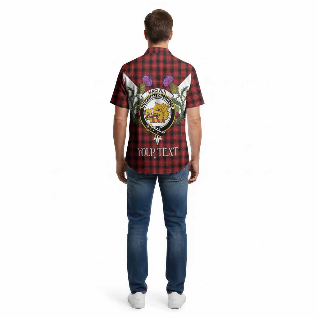 MacIver (McIver) Tartan Family Crest Cotton Hawaiian Shirt Scottish Burns Night Thistle Floral