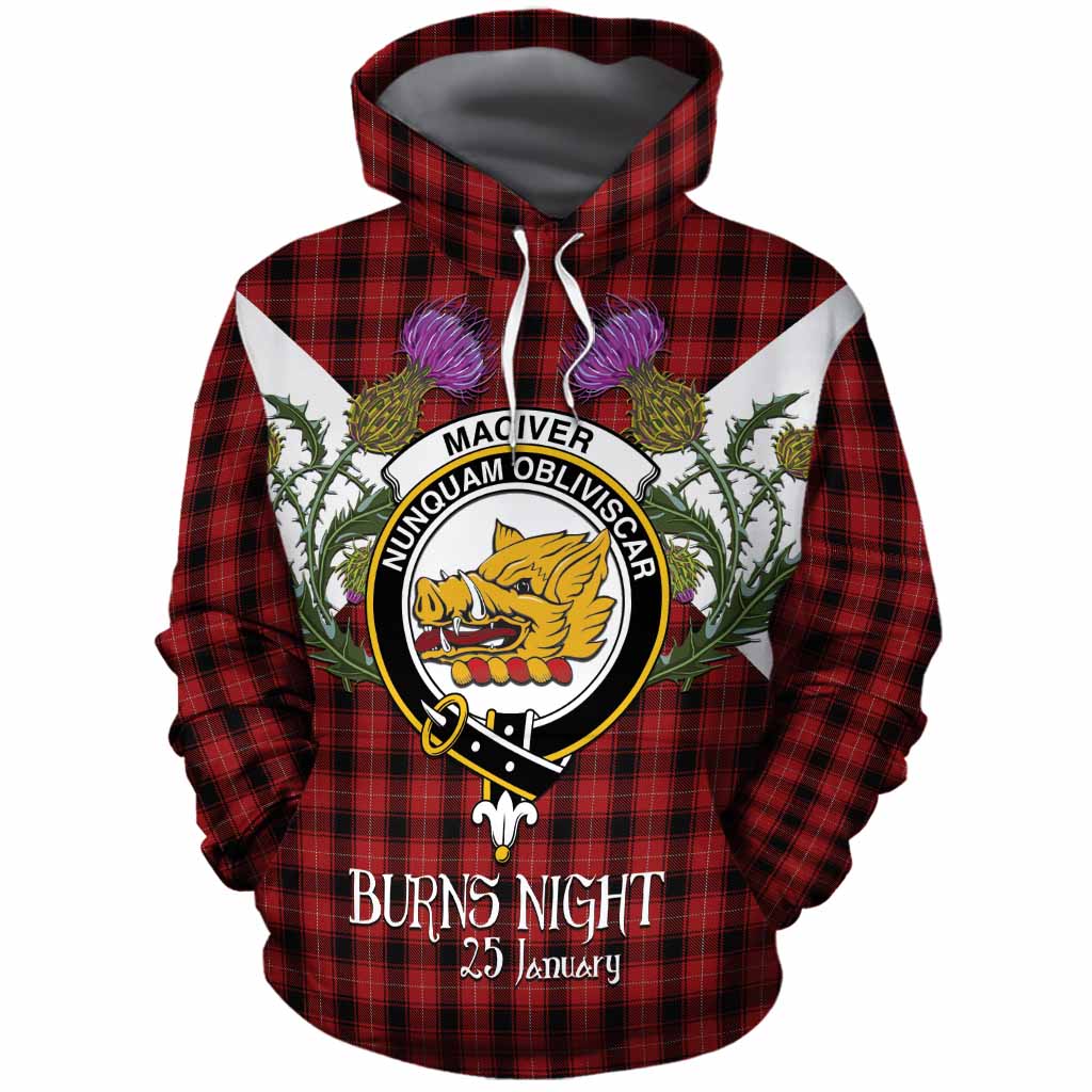 MacIver (McIver) Tartan Family Crest Cotton Hoodie Scottish Burns Night Thistle Floral