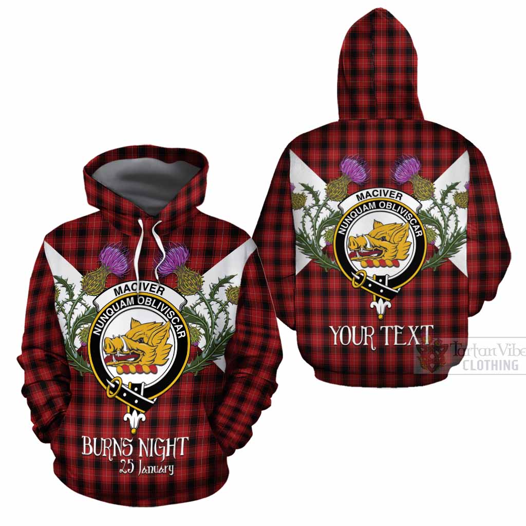 MacIver (McIver) Tartan Family Crest Cotton Hoodie Scottish Burns Night Thistle Floral