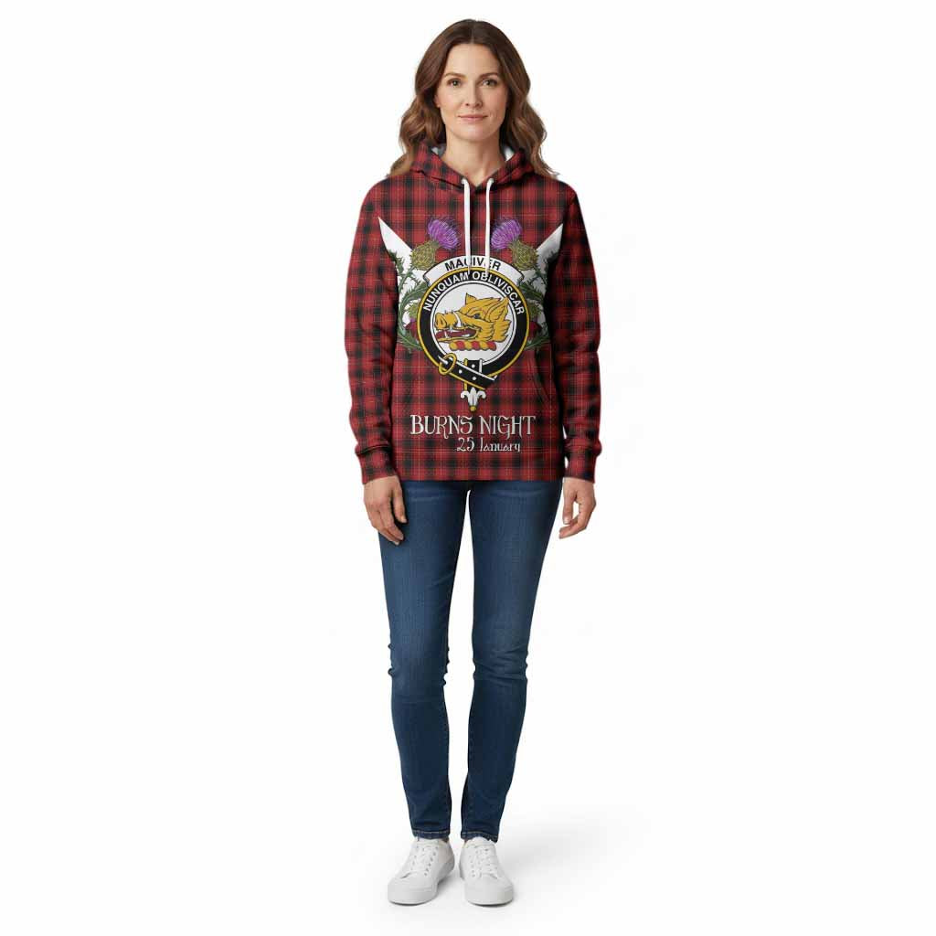 MacIver (McIver) Tartan Family Crest Cotton Hoodie Scottish Burns Night Thistle Floral
