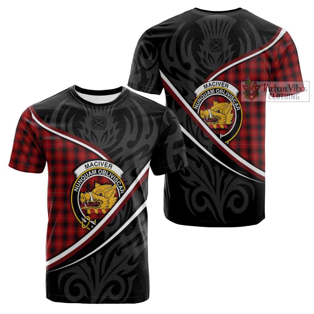 MacIver (McIver) Tartan Family Crest Cotton T-shirt Celtic Scottish Thistle Floral - Tartan Vibes Clothing