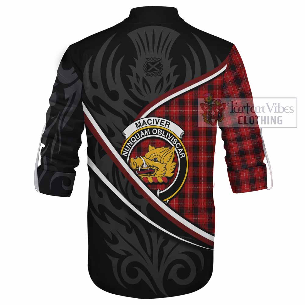 MacIver (McIver) Tartan Family Crest Ghillie Kilt Shirt Celtic Scottish Thistle Floral - Tartan Vibes Clothing