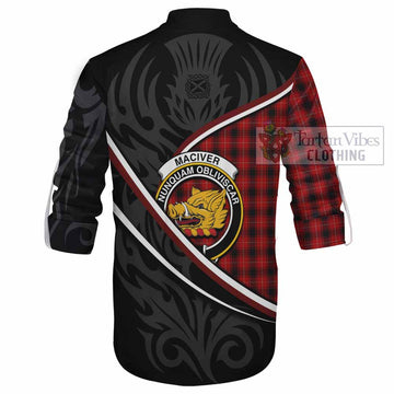 MacIver (McIver) Tartan Family Crest Ghillie Kilt Shirt Celtic Scottish Thistle Floral