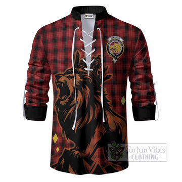 MacIver (McIver) Tartan Family Crest Ghillie Shirt Crowned Lion Roaring