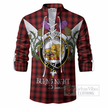 MacIver (McIver) Tartan Family Crest Ghillie Shirt Scottish Burns Night Thistle Floral