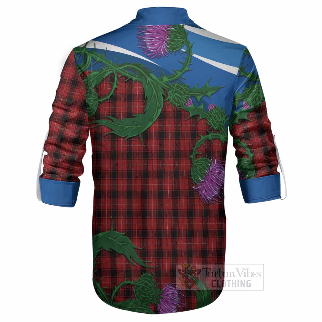 MacIver (McIver) Tartan Family Crest Ghillie Shirt Thistle in Minimalism