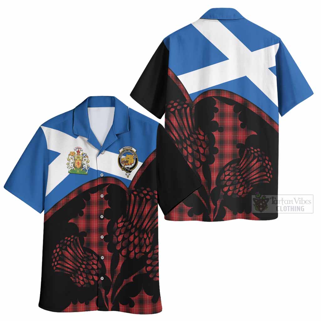 MacIver (McIver) Tartan Family Crest Hawaiian Shirt Scotland Thistle Floral Flag Style