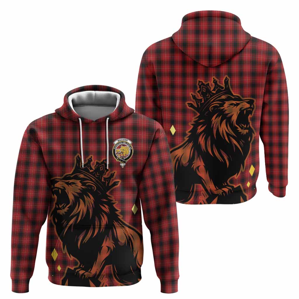 MacIver (McIver) Tartan Family Crest Hoodie Crowned Lion Roaring