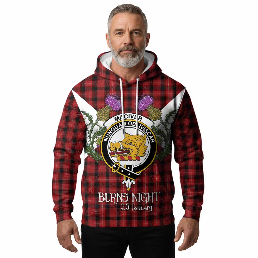 MacIver (McIver) Tartan Family Crest Hoodie Scottish Burns Night Thistle Floral