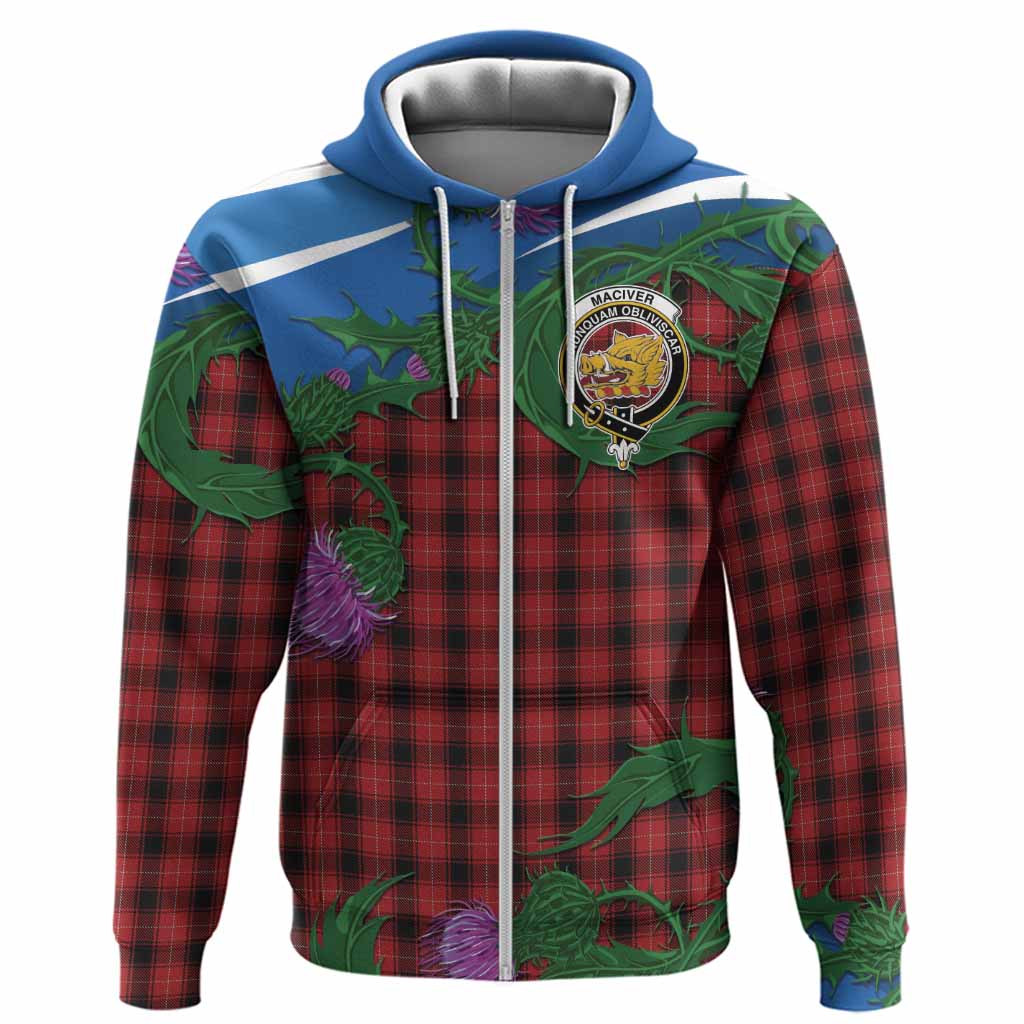MacIver (McIver) Tartan Family Crest Hoodie Thistle in Minimalism
