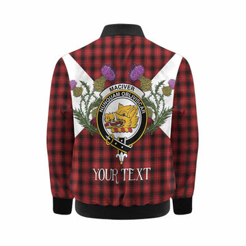MacIver (McIver) Tartan Family Crest Kid Bomber Jacket Scottish Burns Night Thistle Floral