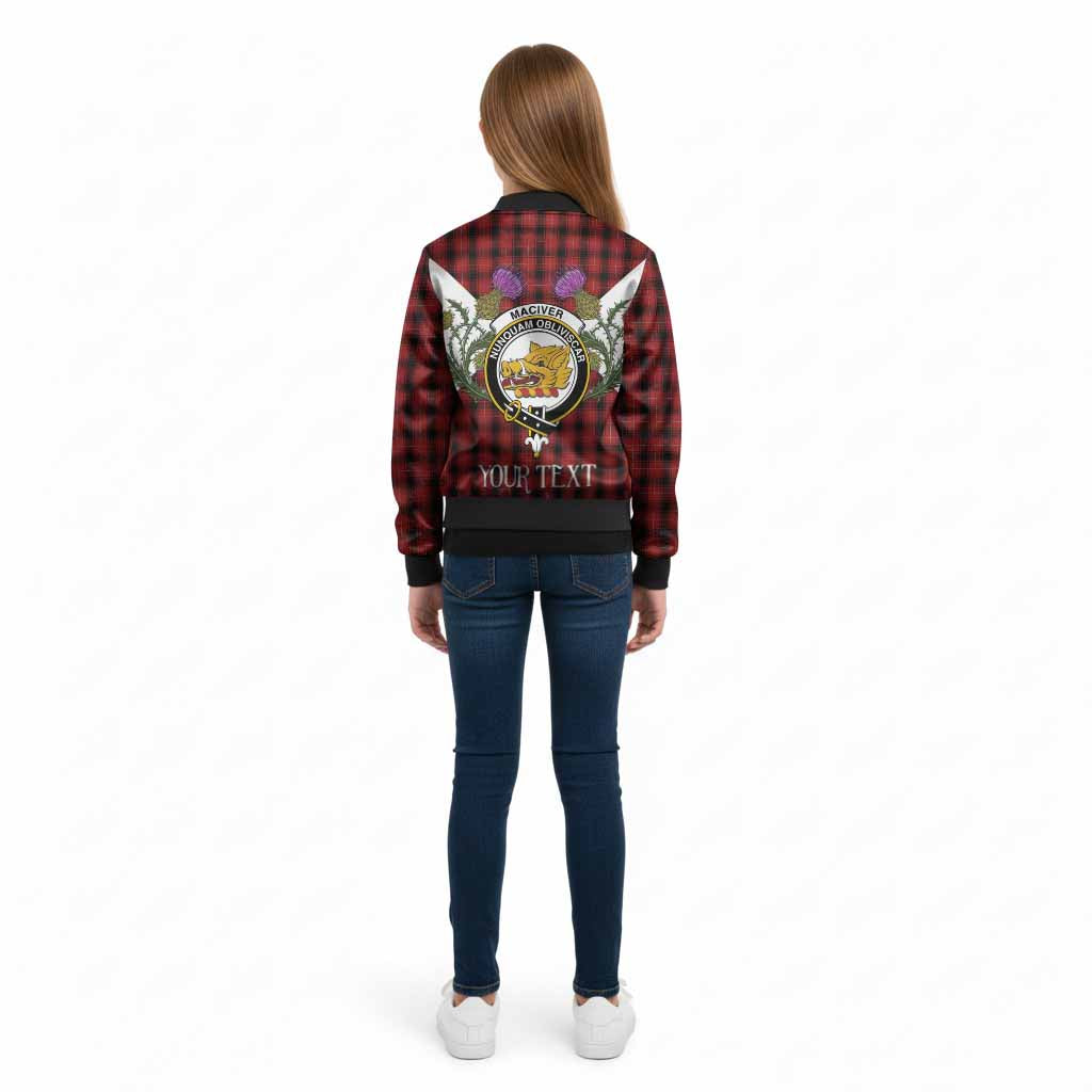 MacIver (McIver) Tartan Family Crest Kid Bomber Jacket Scottish Burns Night Thistle Floral