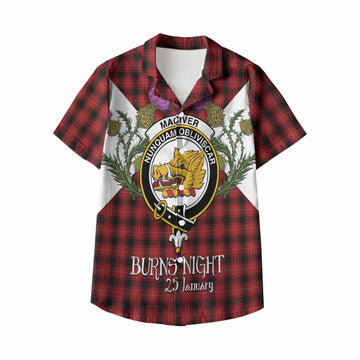 MacIver (McIver) Tartan Family Crest Kid Hawaiian Shirt Scottish Burns Night Thistle Floral