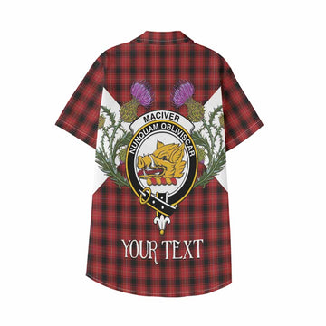 MacIver (McIver) Tartan Family Crest Kid Hawaiian Shirt Scottish Burns Night Thistle Floral