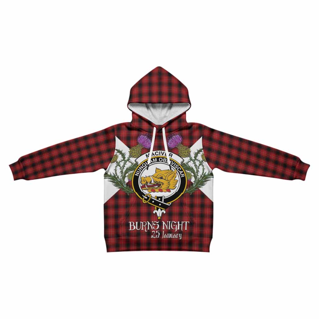 MacIver (McIver) Tartan Family Crest Kid Hoodie Scottish Burns Night Thistle Floral