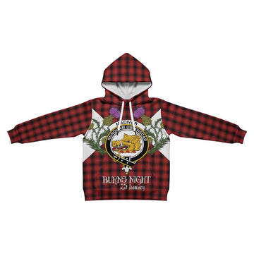 MacIver (McIver) Tartan Family Crest Kid Hoodie Scottish Burns Night Thistle Floral