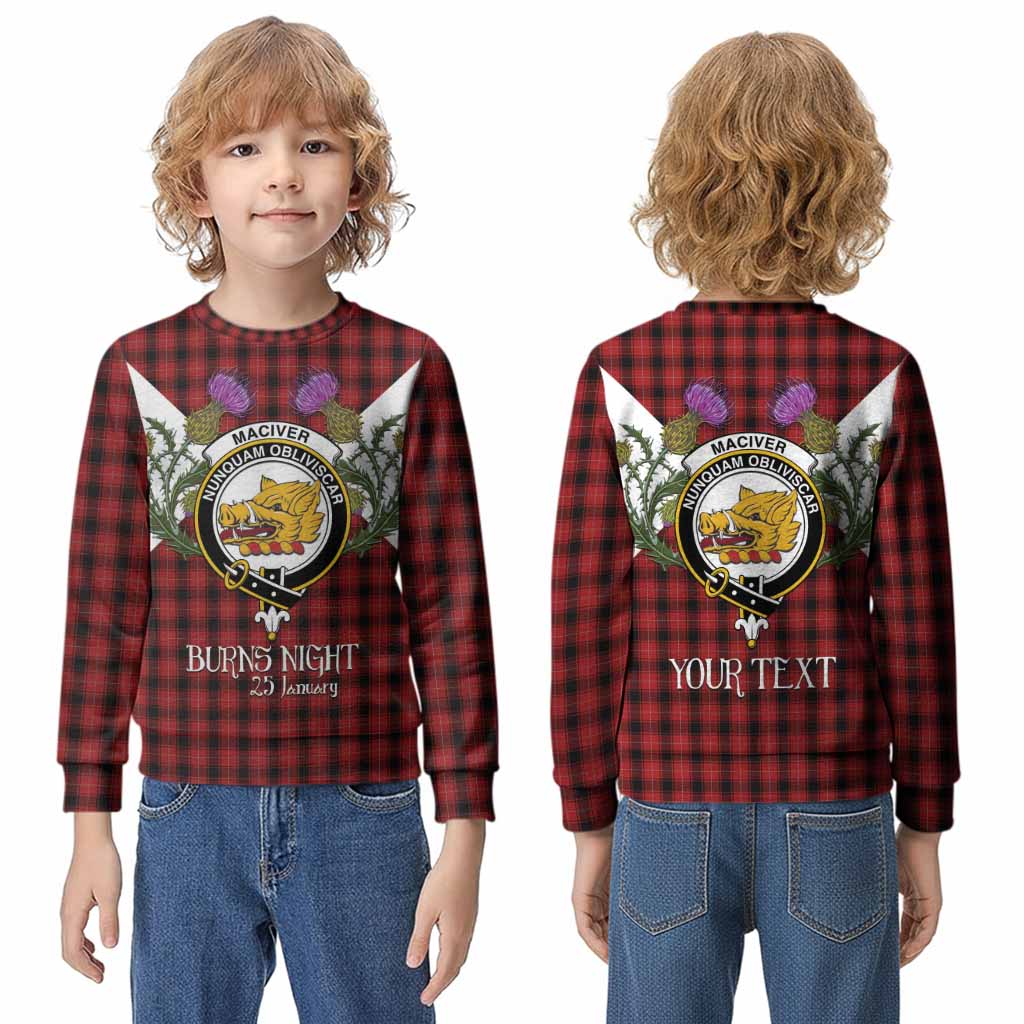 MacIver (McIver) Tartan Family Crest Kid Knitted Sweatshirt Scottish Burns Night Thistle Floral