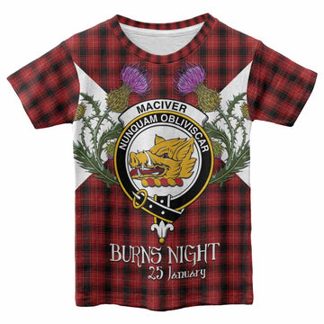 MacIver (McIver) Tartan Family Crest Kid T-shirt Scottish Burns Night Thistle Floral