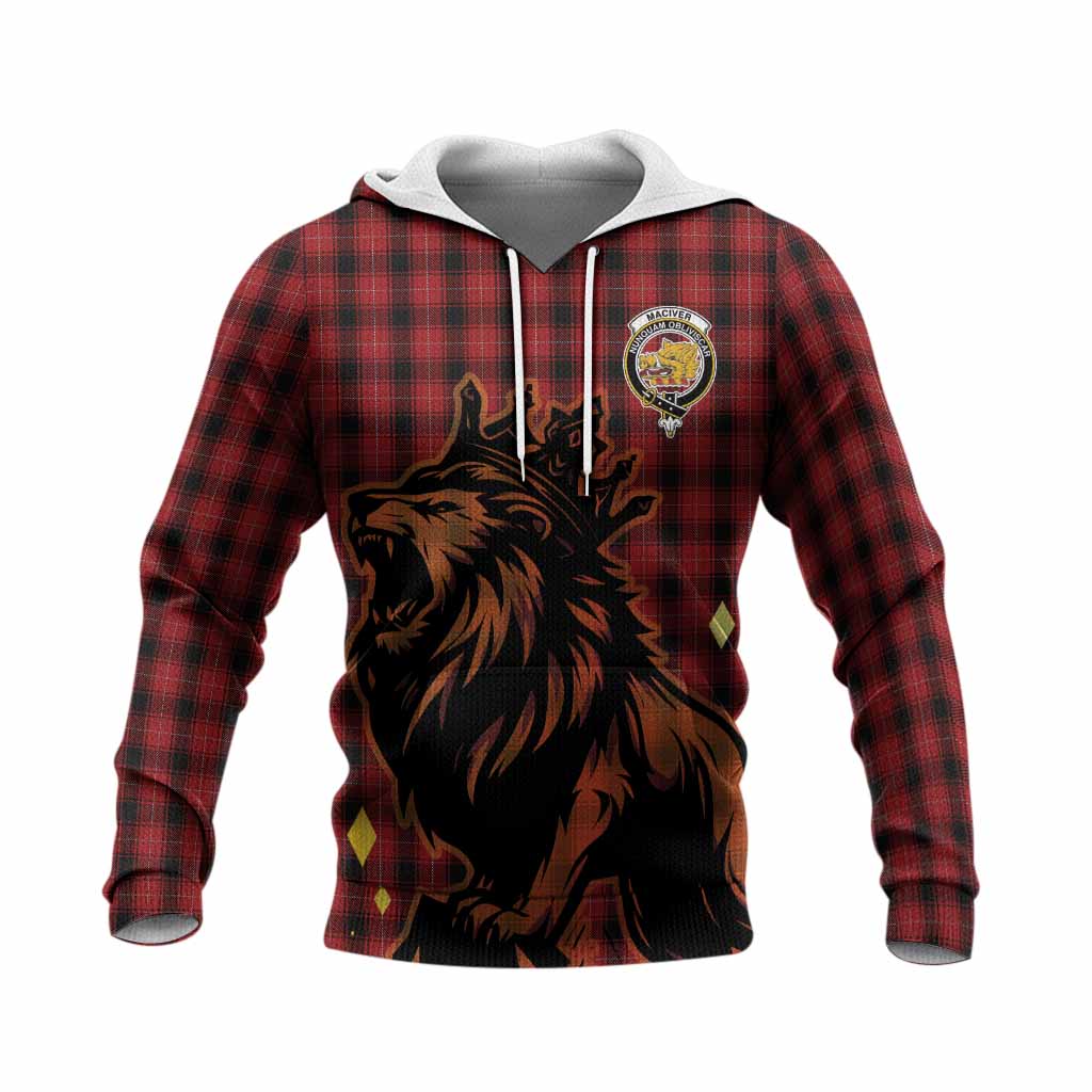 MacIver (McIver) Tartan Family Crest Knitted Hoodie Crowned Lion Roaring