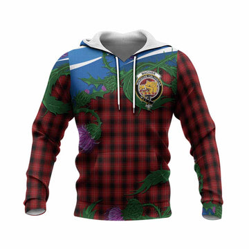 MacIver (McIver) Tartan Family Crest Knitted Hoodie Thistle in Minimalism