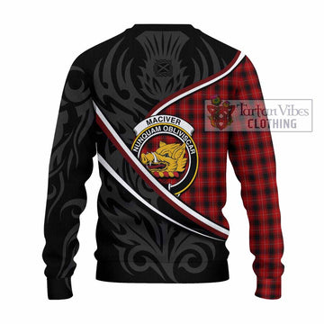MacIver (McIver) Tartan Family Crest Knitted Sweater Celtic Scottish Thistle Floral