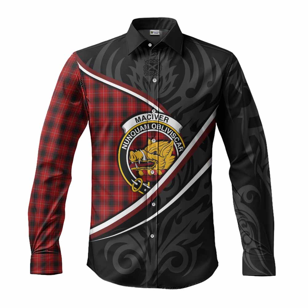 MacIver (McIver) Tartan Family Crest Long Sleeve Button Shirts Celtic Scottish Thistle Floral - Tartan Vibes Clothing