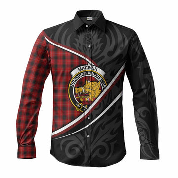 MacIver (McIver) Tartan Family Crest Long Sleeve Button Shirts Celtic Scottish Thistle Floral
