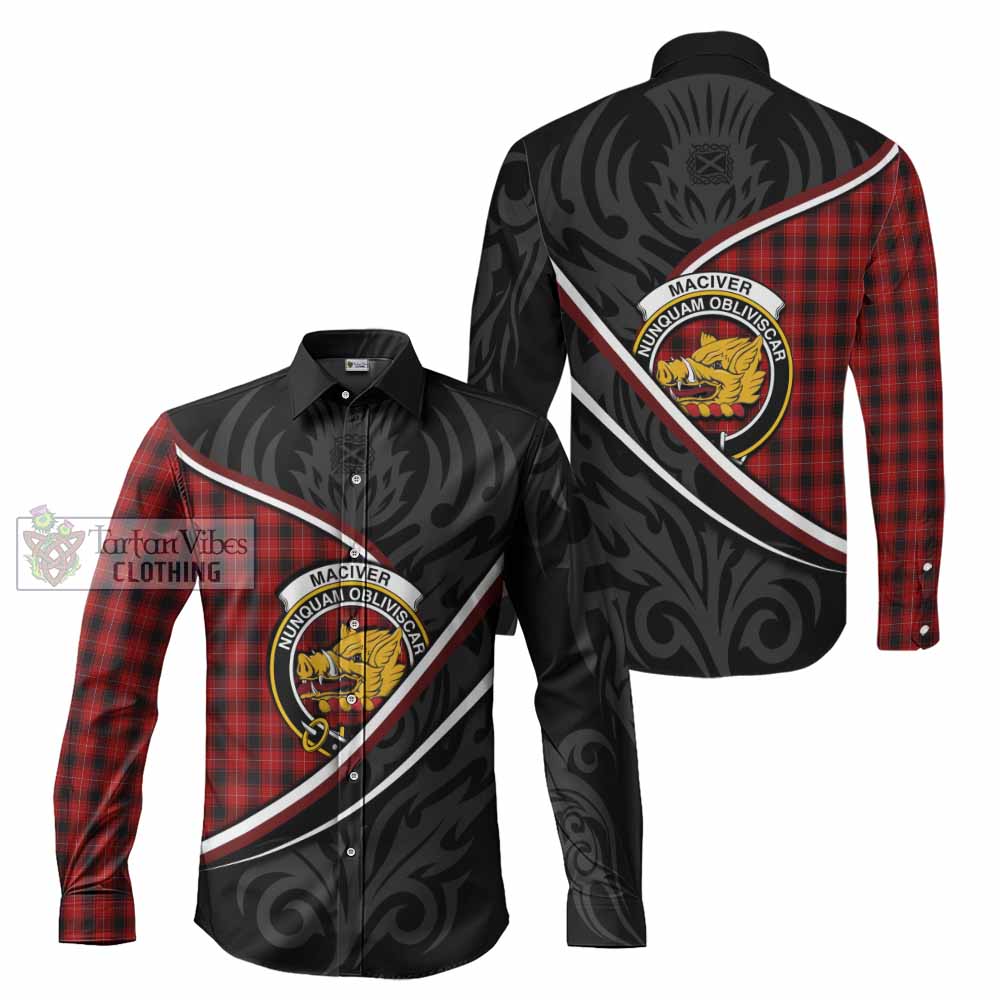 MacIver (McIver) Tartan Family Crest Long Sleeve Button Shirts Celtic Scottish Thistle Floral - Tartan Vibes Clothing