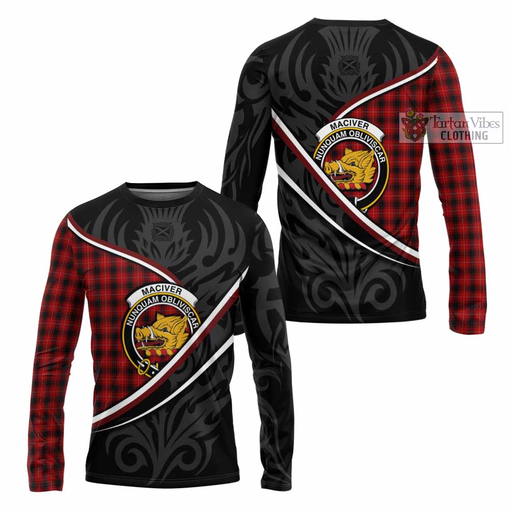 MacIver (McIver) Tartan Family Crest Long Sleeve T-Shirt Celtic Scottish Thistle Floral - Tartan Vibes Clothing
