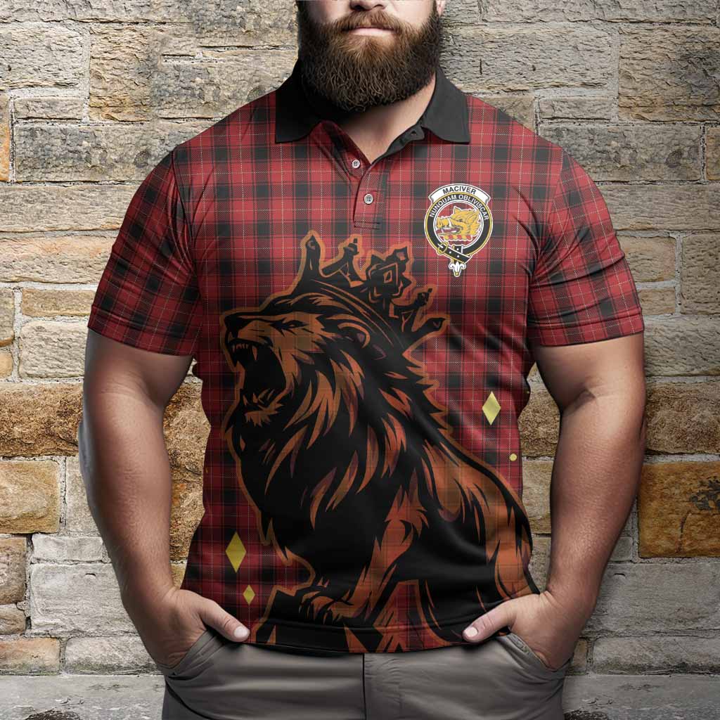 MacIver (McIver) Tartan Family Crest Polo Shirt Crowned Lion Roaring