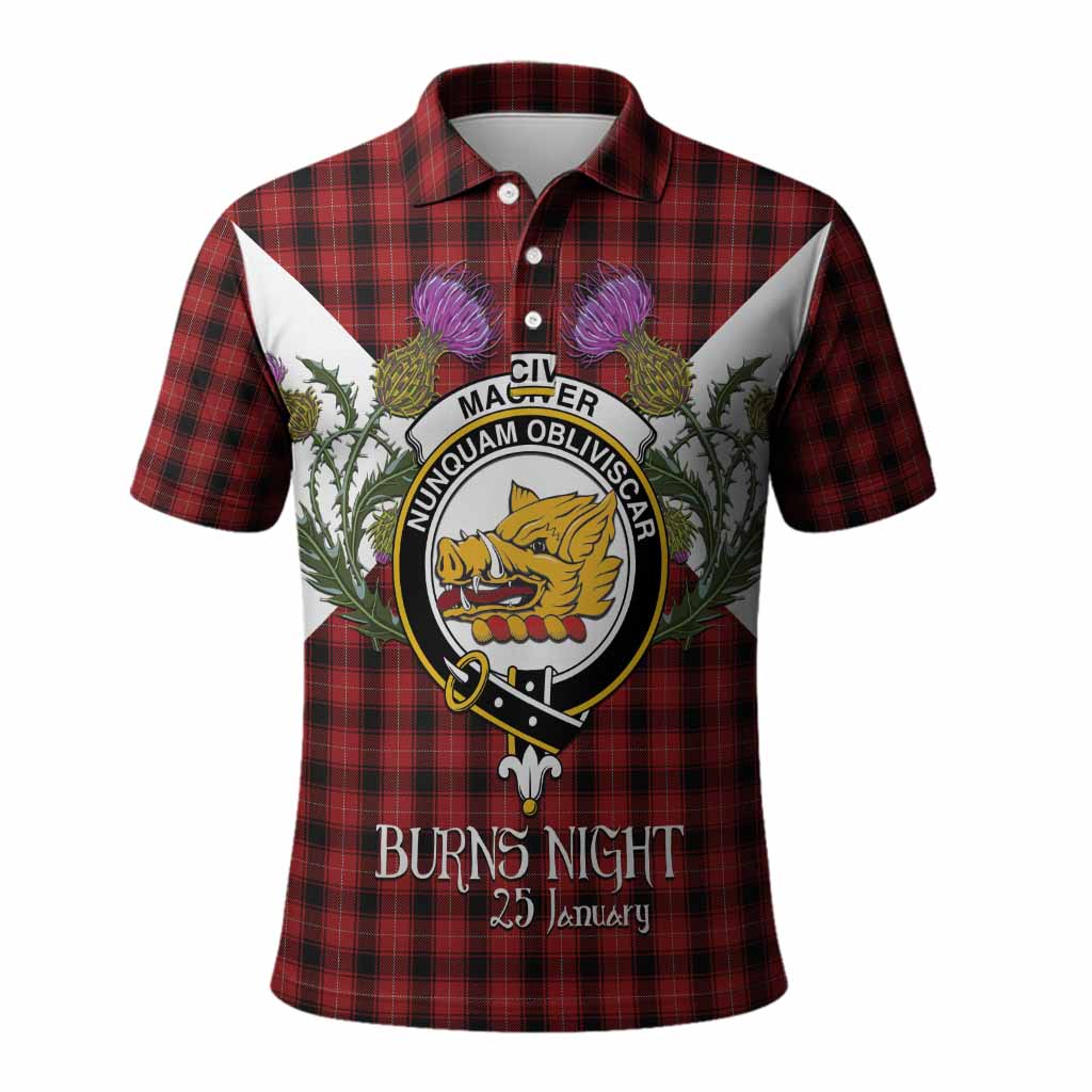 MacIver (McIver) Tartan Family Crest Polo Shirt Scottish Burns Night Thistle Floral