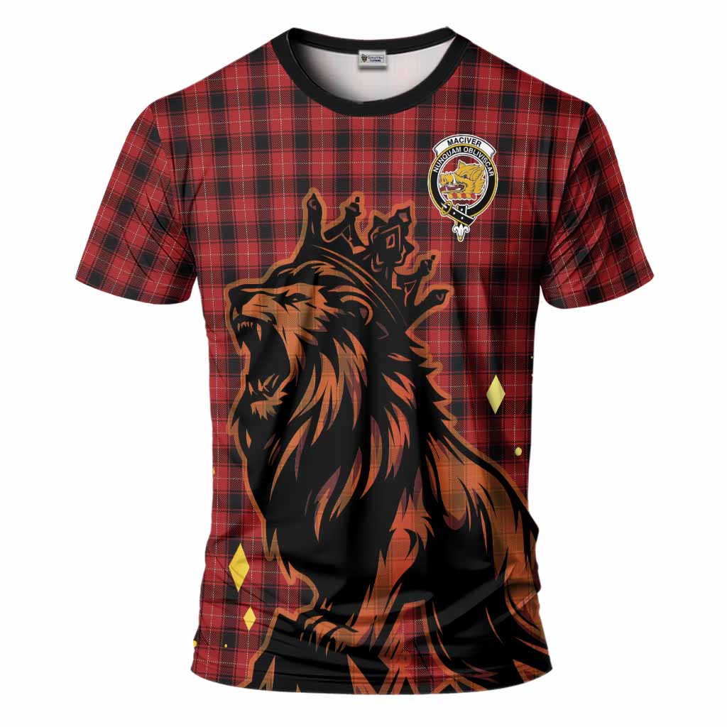 MacIver (McIver) Tartan Family Crest T-Shirt Crowned Lion Roaring
