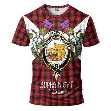 MacIver (McIver) Tartan Family Crest T-Shirt Scottish Burns Night Thistle Floral