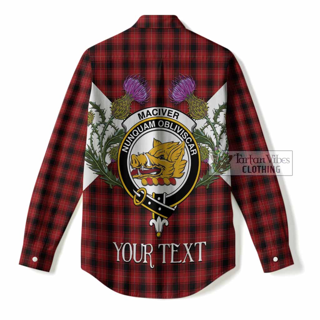 MacIver (McIver) Tartan Family Crest Women Casual Shirt Scottish Burns Night Thistle Floral