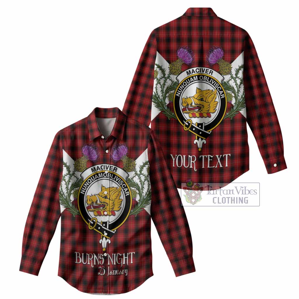 MacIver (McIver) Tartan Family Crest Women Casual Shirt Scottish Burns Night Thistle Floral