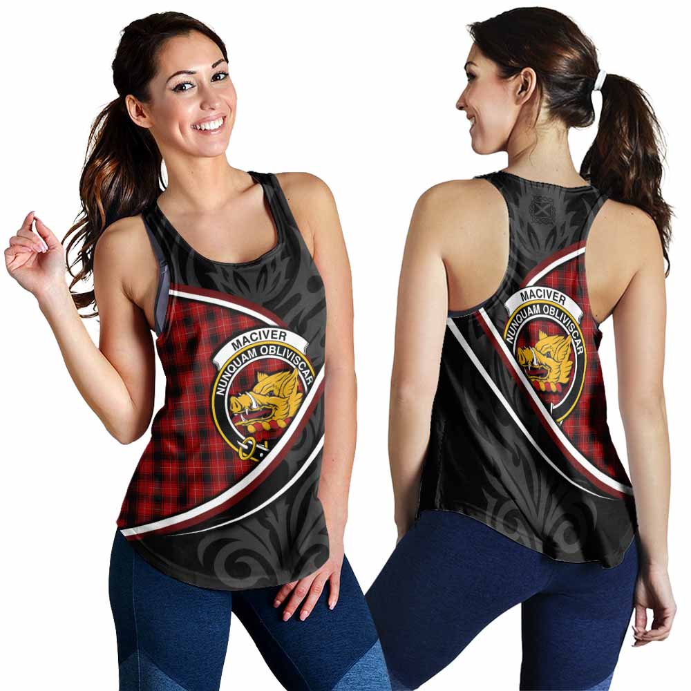 MacIver (McIver) Tartan Family Crest Women Racerback Tanks Celtic Scottish Thistle Floral - Tartan Vibes Clothing