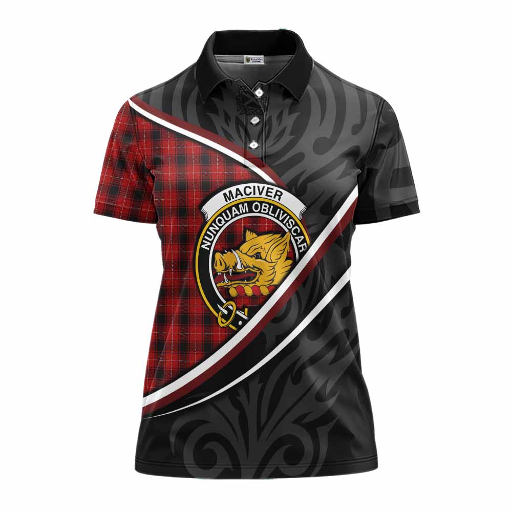 MacIver (McIver) Tartan Family Crest Women's Polo Shirt Celtic Scottish Thistle Floral - Tartan Vibes Clothing