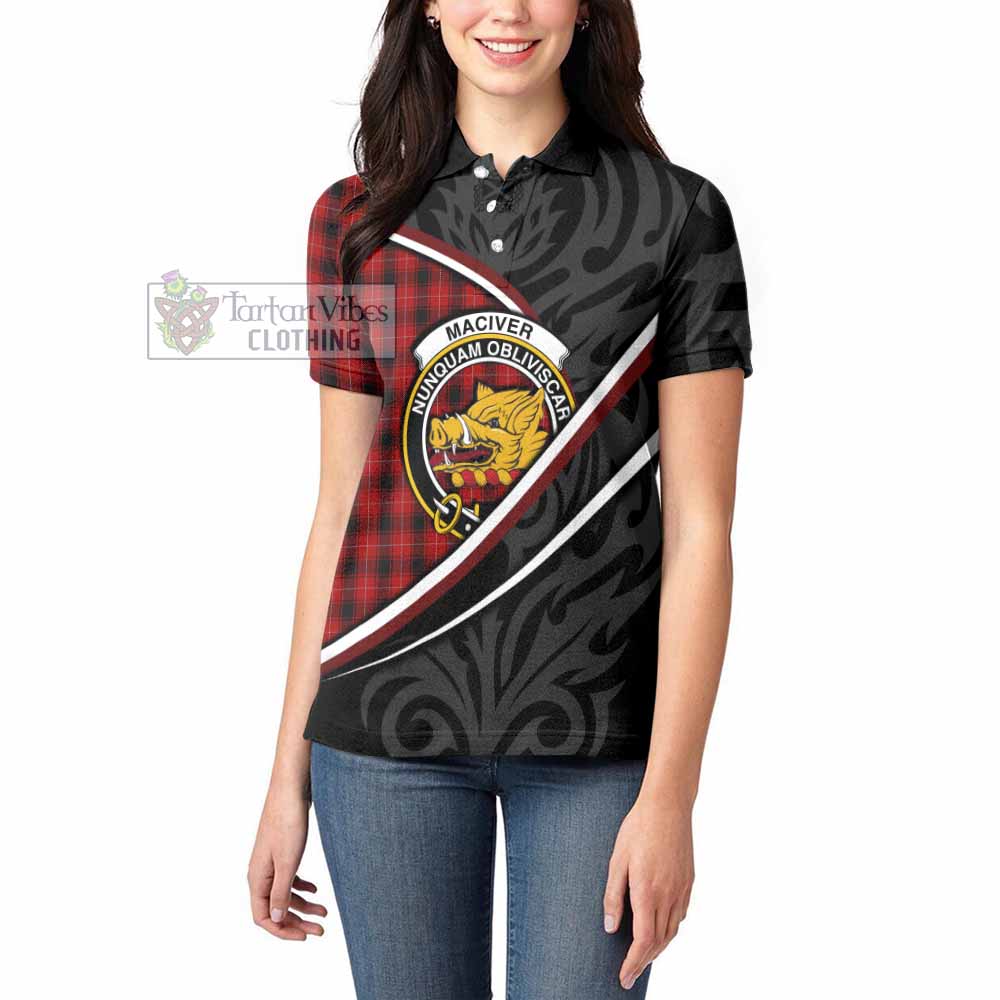 MacIver (McIver) Tartan Family Crest Women's Polo Shirt Celtic Scottish Thistle Floral - Tartan Vibes Clothing