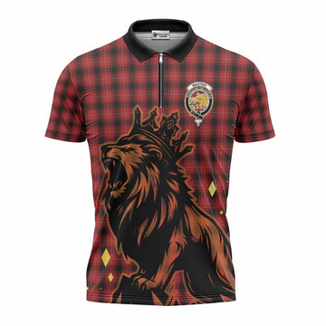 MacIver (McIver) Tartan Family Crest Zipper Polo Shirt Crowned Lion Roaring