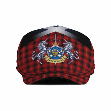 MacIver (McIver) Tartan Flat Cap, Jeff Cap Alba Gu Brath Unicorn Crest